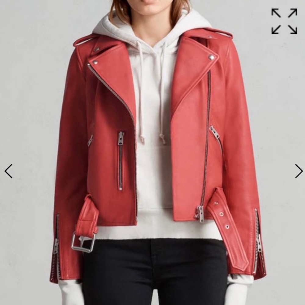 All Saints red leather jacket